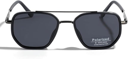 Polarized TR90 Sunglasses Vintage Square Flattop Sun Glasses Double Bridge Metal UV400 Eyewears