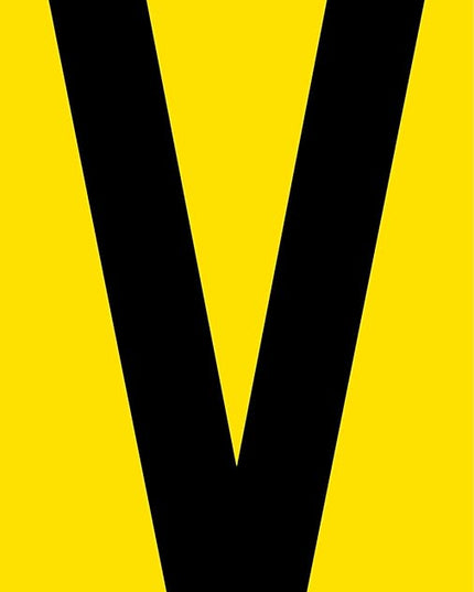 Mighty Line V Letter Alphabet Die Cut Location Markers, Large Decal Stickers for Pallet and Machinery Marking, Heavy-Duty, Peel and Stick Adhesive, Industrial Quality, 6"x10", Pack of 10, Yellow