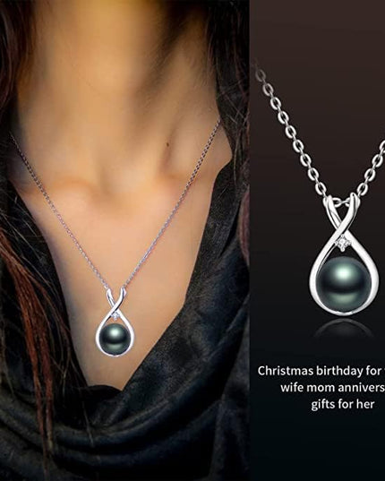 Gifts for Wife Women Anniversary-Tahitian Black Pearl Necklace-Mom Girlfriend Her Fine Jewelry Mothers Day Valentines Christmas Birthdays Gift