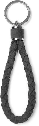 BETTERHUMZ Leather Key Fob Car Weave Keychain Ring Woven Strap Braided Key Chain for Alcantara Accessories