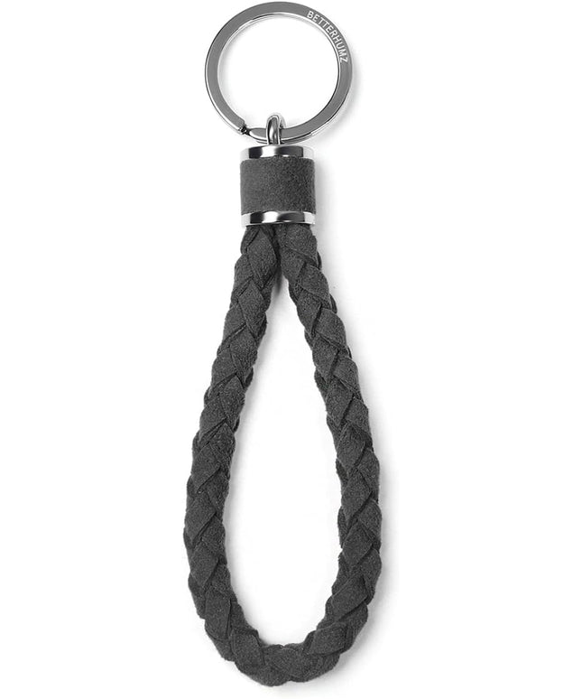 BETTERHUMZ Leather Key Fob Car Weave Keychain Ring Woven Strap Braided Key Chain for Alcantara Accessories