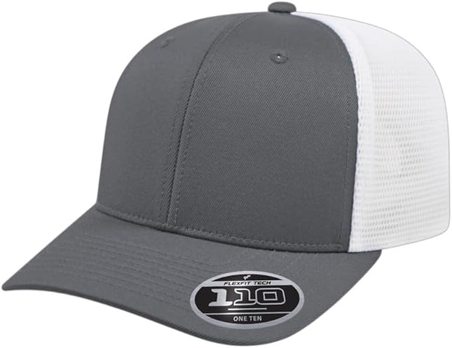 Cap America i8502 Flexfit 110 Premium Mid Profile 6-Panel Mesh Back Trucker Cap Hat w/UV Guard & Adjustable Snapback