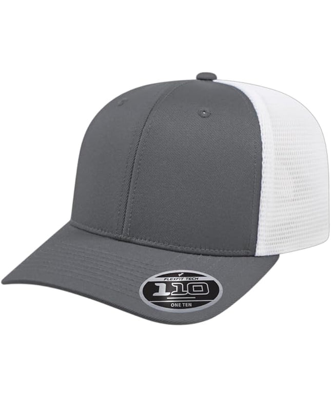 Cap America i8502 Flexfit 110 Premium Mid Profile 6-Panel Mesh Back Trucker Cap Hat w/UV Guard & Adjustable Snapback