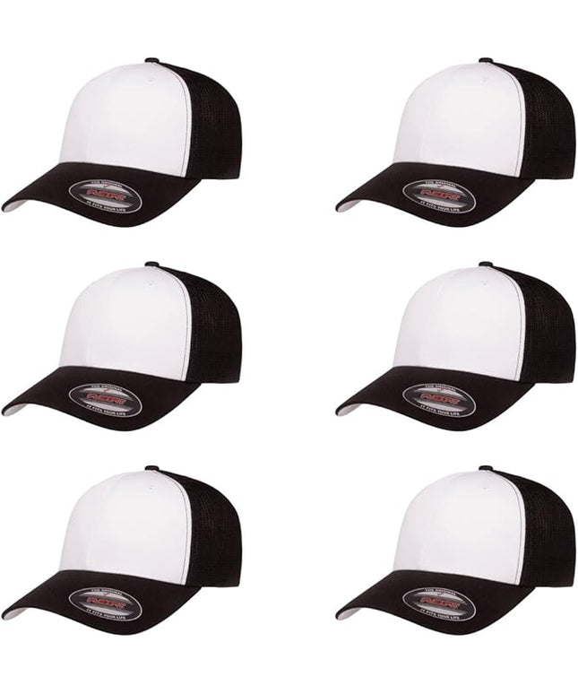 Flexfit 6511 Fitted Mid-Profile Stretchable Mesh Panels Trucker Cap | Bulk Pack Available