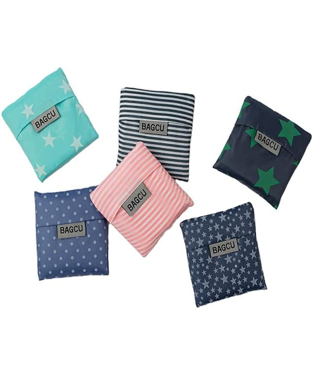 Cloth Tote Bags, Reusable, Foldable, Recycle for Shopping, Fits in Pocket, Eco Friendly for Groceries, Water Resistant, Lightweight, Strong & Durable Large (6Pack)