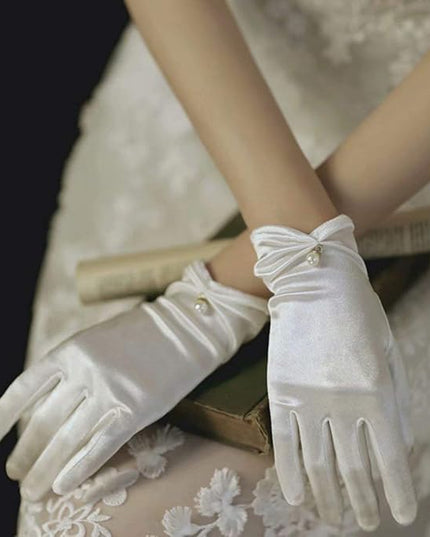 Satin Wedding Dress for Women Opera Party 1920s Gloves Wrist Length Gloves
