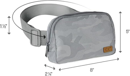 C.C Belt Bag for Women – Quilted Fanny Pack Crossbody Waist Bag with Adjustable Strap, Fashion Gift Idea (Camo grey)
