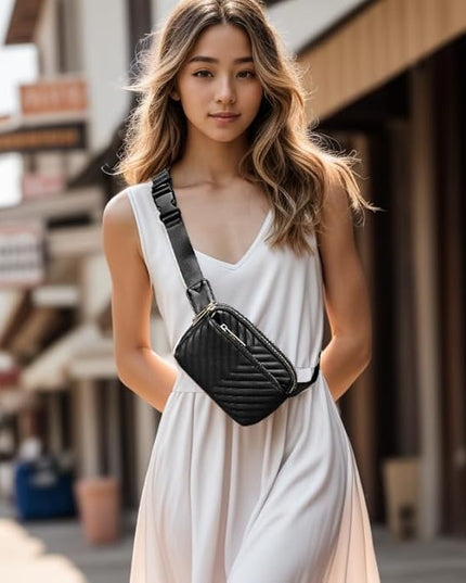 UTO Fanny Pack for Women Crossbody Trendy Fashion Belt Purse Chest Waist Hip Bumbag for Outdoor Shopping Travel Hiking