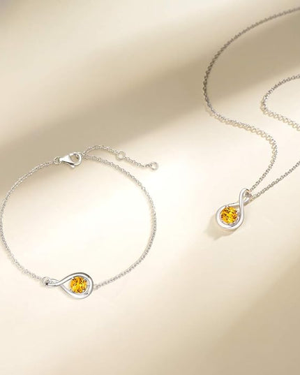 FANCIME Birthstone Necklaces for Women Fine Jewelry Sterling Silver Dainty Infinity Pendant Anniversary Birthday Christmas Gifts for Her Wife Mom Lady Daughter, Chain 16"+2" Extend