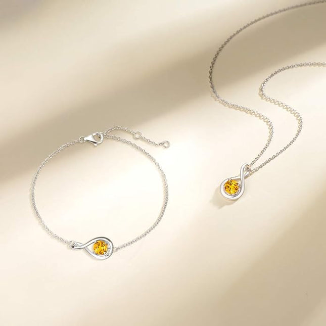 FANCIME Birthstone Necklaces for Women Fine Jewelry Sterling Silver Dainty Infinity Pendant Anniversary Birthday Christmas Gifts for Her Wife Mom Lady Daughter, Chain 16"+2" Extend