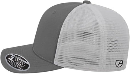 Cap America i8502 Flexfit 110 Premium Mid Profile 6-Panel Mesh Back Trucker Cap Hat w/UV Guard & Adjustable Snapback