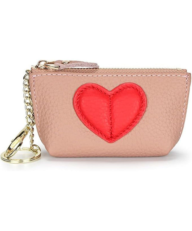ZYLOXAR Genuine Leather Wallet Soft Coin Purse with Keychain Small Zipper Pouch for Women (Pink)