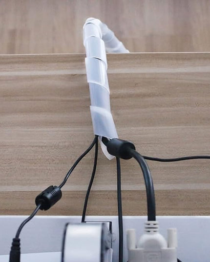 Spiral Cable Wrap - 45 Ft 1/4" Spiral Wire Wrap Cord Covers Bundle Sleeve Hose for Computer Electrical Wire Organizer-White (1/4 Inch-45Ft)