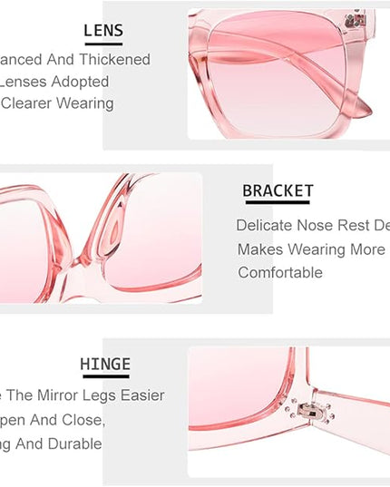 Vintage Women Oversized Sunglasses Designer Luxury Square Sun Glasses UV400 Protection Flat Lens