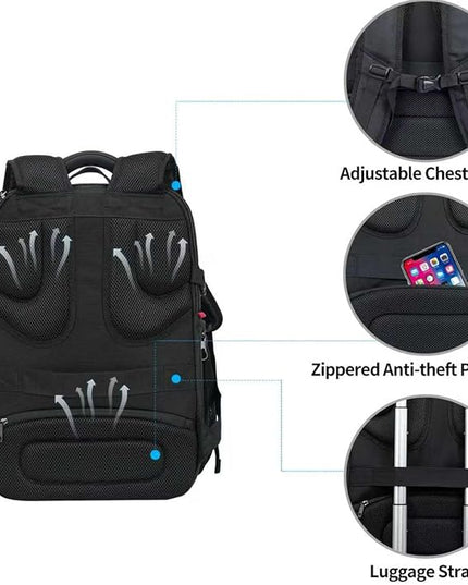 KROSER Travel Laptop Backpack 17.3 Inch XL Computer Backpack with Hard Shell Saferoom RFID Pockets Water-Repellent Business College Daypack Stylish Bag for Men/Women-Black Red