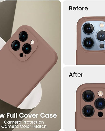 FireNova Designed for iPhone 13 Pro Max Case, Silicone [Camera Protection] Phone Case with [2 Screen Protectors], Soft Anti-Scratch Microfiber Lining Inside, 6.7 inch, Light Brown