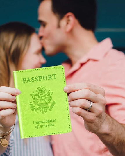 Herain Green & Orange Passport Holder for Travel, Cruise Essentials Passport Wallet Cover Case for Family Women Men, Travel Accessorie Gifts Must Haves Passports Book Protector