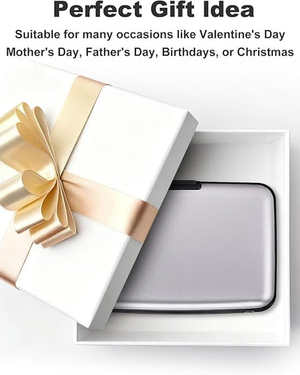 ELFISH Mini RFID Aluminum Wallet Credit Cards Holder Business Card Case Metal ID Case for Men Women (Silver)