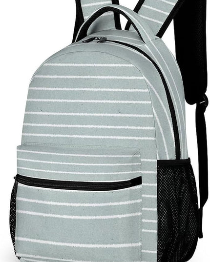 Fashion Morandi Blue Green Stripes Backpack Lightweight Large Capacity Laptop Daybag for Travel Work