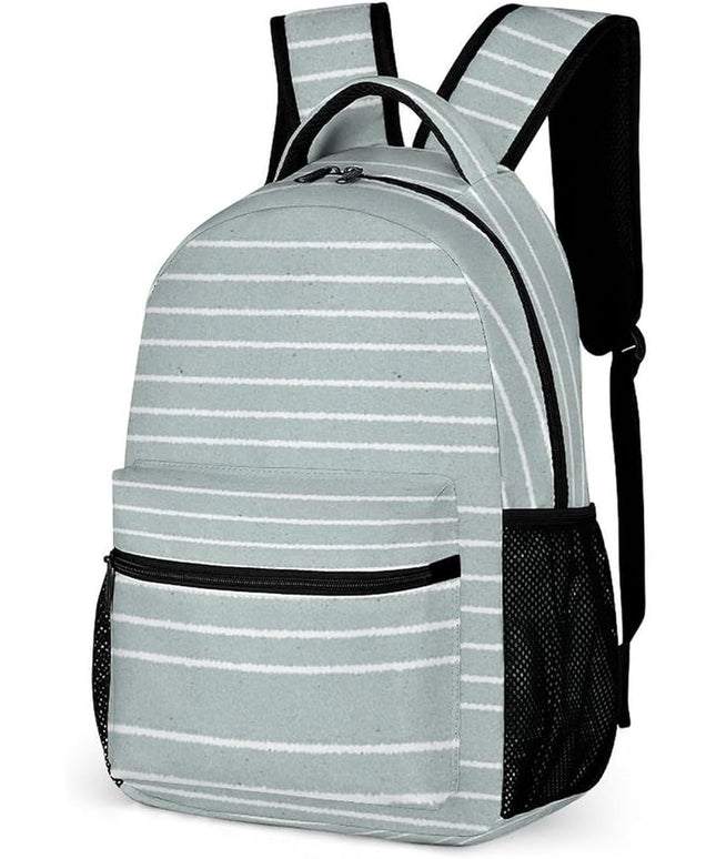 Fashion Morandi Blue Green Stripes Backpack Lightweight Large Capacity Laptop Daybag for Travel Work
