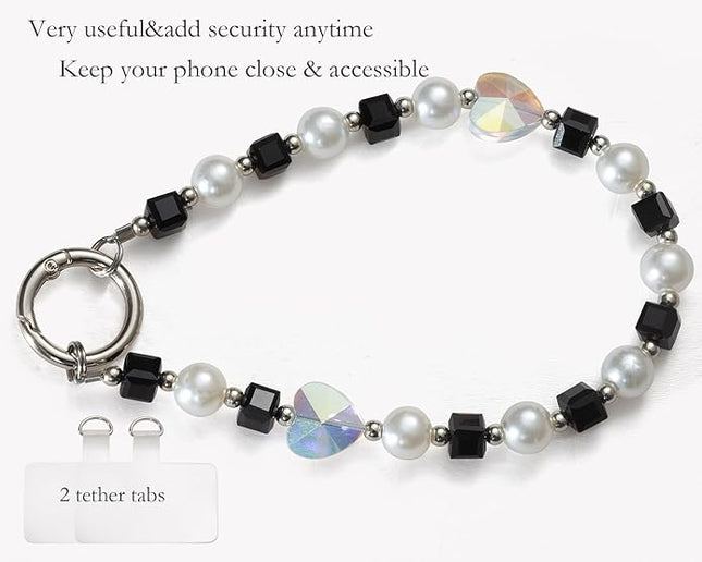 Phone Charms Strap Wrist Chain Bracelet Phone Strap Detachable Anti Theft Anti-Fall Safety Hands-Free(2xPads) Fit Apple&Most Smartphones