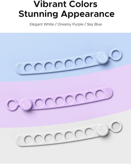 ORICO Silicone Cable Ties, Data Cable Organizer Reusable with Locking Buckle Design, High Elasticity Cord Wraps for Earphone, Phone Charger, Adjustable Fastening Cable Straps Colorful (18Pcs)