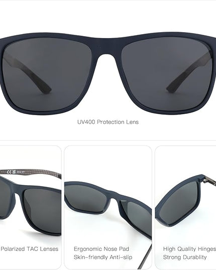 ZENOTTIC Square Polarized Sunglasses for Men Ultralight Carbon Fiber Sun Glasses Driving Fishing Golf Sports UV400 Protection