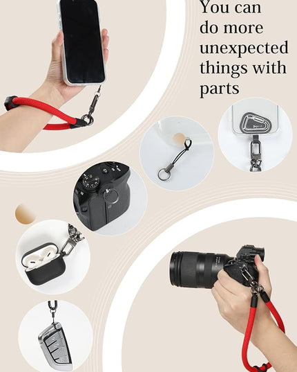 project-cb Hand Wrist Phone Strap,Phone Lanyard Patch ×2,Cell Phone Case Holder,Wristlet Strap for Key,AirPods,Camera (Orange, 12inch)