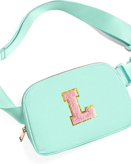 Gitus Belt Bag Fanny Pack Crossbody Bags with Initial Letter Patch Cute Stuff Birthday Gifts for Teenager Girls Trendy Preppy Stuff for Teen Girls Cool Stuff for Teens (Mint Green-L)