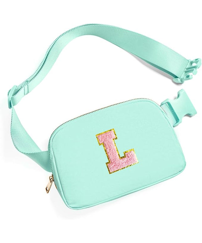 Gitus Belt Bag Fanny Pack Crossbody Bags with Initial Letter Patch Cute Stuff Birthday Gifts for Teenager Girls Trendy Preppy Stuff for Teen Girls Cool Stuff for Teens (Mint Green-L)
