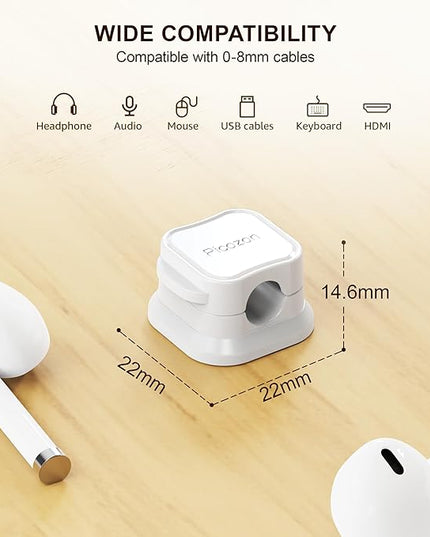 Picozon 12 Pack Magnetic Cable Clip Organizer Cord Holder, Picozon Adhesive Cable Management, Wire Phone USB Charger Cable Holder Keeper Organizer for Car, Office Home Desktop, Wall, Night Table