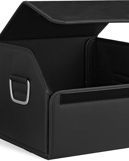 JEYODA Suede Leather Trunk Organizer, Large Capacity Soft Car Organizers and Storage,foldable,with lip, for Car SUV/Jeep/Sedan/Home/Camping (Black,Small)
