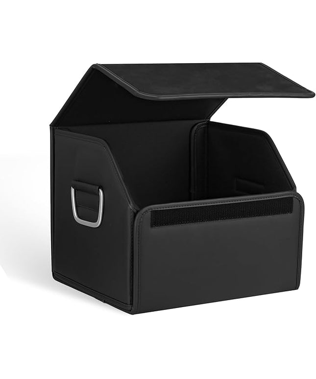 JEYODA Suede Leather Trunk Organizer, Large Capacity Soft Car Organizers and Storage,foldable,with lip, for Car SUV/Jeep/Sedan/Home/Camping (Black,Small)