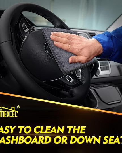 HOMEXCEL Microfiber Cleaning Cloths 12 Pack, Premium 16 x 16 inch Microfiber Towel for Cars, Ultra Absorbent Car Washing Cloth, Lint Free Streak Free Wash Cloths for Car, Kitchen, and Window, Grey