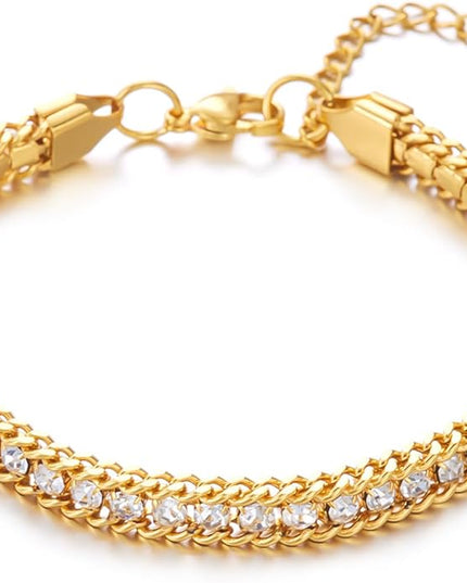 DASIQI Zirconia Tennis Bracelet for Women Hypoallergenic Gold Silver Titanium Steel Chains with Rainbow Stones, Pavé Sparkle | Everyday Luxury
