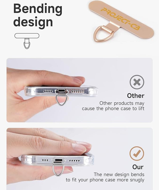 project-cb Phone Metal Tether Tab, Lanyard Patch, Phone Stand Key Ring, Ring Holder, Strap Tab