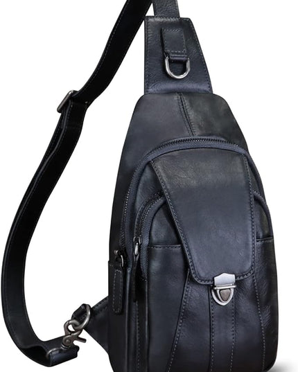 Genuine Leather Sling Bag for Women and Man Handmade Retro Hiking Crossbody Backpack Purse Chest Shoulder Daypack