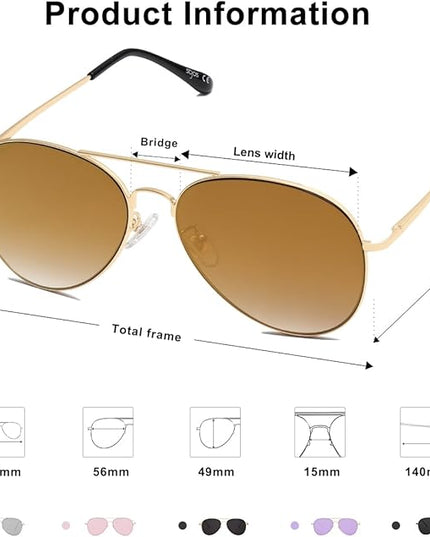 SOJOS Classic Aviator Sunglasses for Women Men Metal Frame Spring Hinges SJ1030