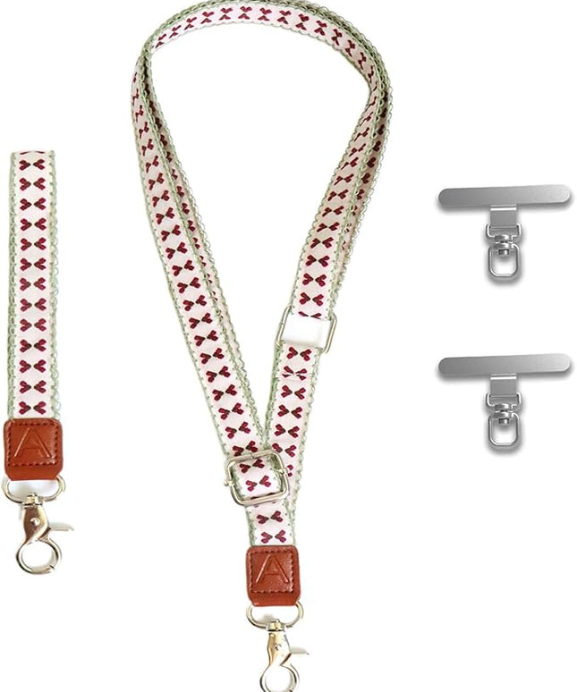LEMEDE Wrist Keychain and Adjustable Phone Lanyard, Silver Hook Phone Crossbody Strap with 360° Rotating Phone Pads