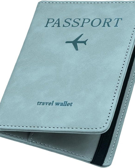 ILIYAH-Passport Cover-Passport Holder Travel Wallet-RFID Blocking Passport Case Travel Accessories Card Holder Wallet Unisex Travel Gifts(Blue)