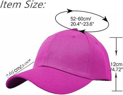 Glory Max Plain Baseball Cap Hook & Loop Strap Adjustable Solid Blank Curved Visor Hat