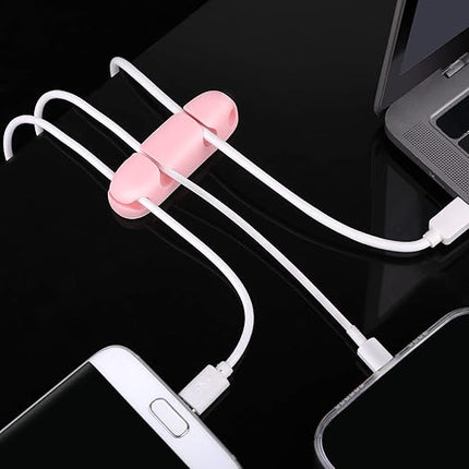 Cable Clips 3PCS Cord Wire Organizer Cable Management Holders 4 Hole Silicone Cable Harness USB Charging Accessory Cable Holder for Office and Home Desk (Pink)