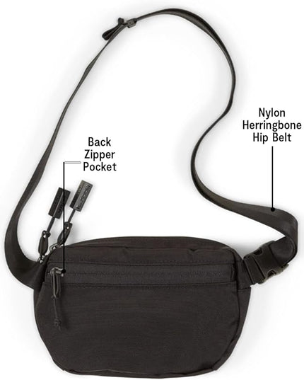 Baboon to the Moon Fanny Pack Mini 1.5L Compact Waist Bag Water Repellent Crossbody Belt Bag Lightweight Travel Everyday Bag for Men Women, Black