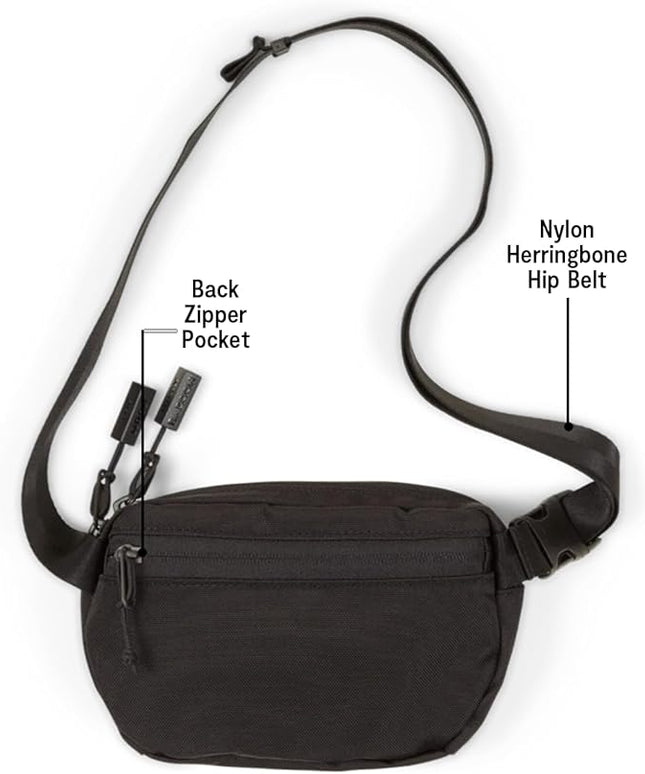 Baboon to the Moon Fanny Pack Mini 1.5L Compact Waist Bag Water Repellent Crossbody Belt Bag Lightweight Travel Everyday Bag for Men Women, Black