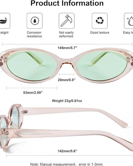 90s Sunglasses for Women Men Retro Small Oval Sunglasses