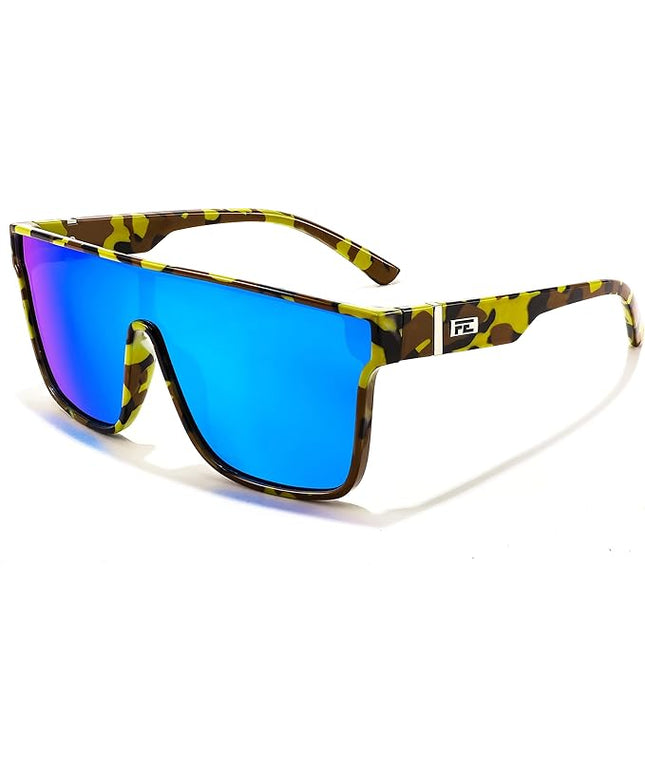 FEISEDY Sunglasses for Women Men, Fashion Mirrored Single Lens, Driving Beach Sunnies UV400 Shades B2996