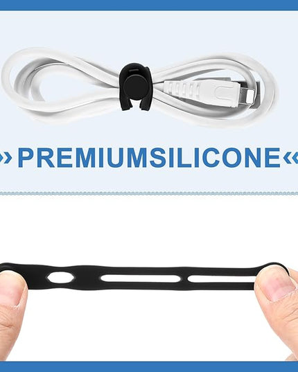 42 Pcs Silicone Cable Ties Reusable Cord Straps Multipurpose Elastic Cable Organizer for Bundling Fastening Earphone Phone Charger Home Office School(Black,3.15 Inch)