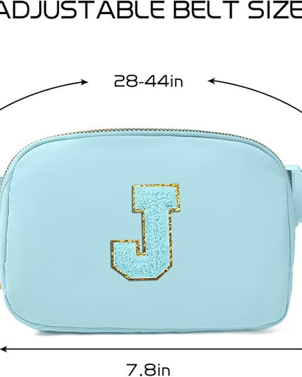 Gitus Gifts for 8 9 10 11 12 Year Old Girls Belt Bag Fanny Pack Crossbody Bags with Initial Letter Patch Cute Stuff Birthday Gifts for Teen Girls Women Personalized Trend Stuff (Icing Blue-J)