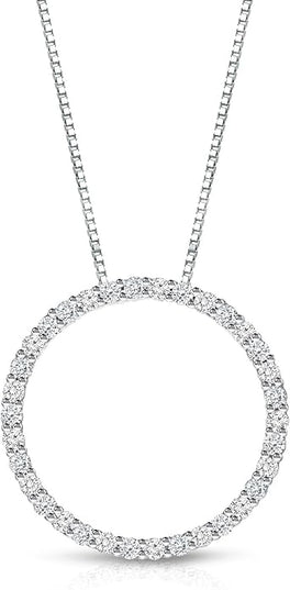 Diamond Wish 1/6 to 1 Carat Diamond Circle of Life Round Pendant Necklace for Women in 14k Gold (I1-I2, cttw) on 18 Inch Long Chain with Spring Ring Clasp