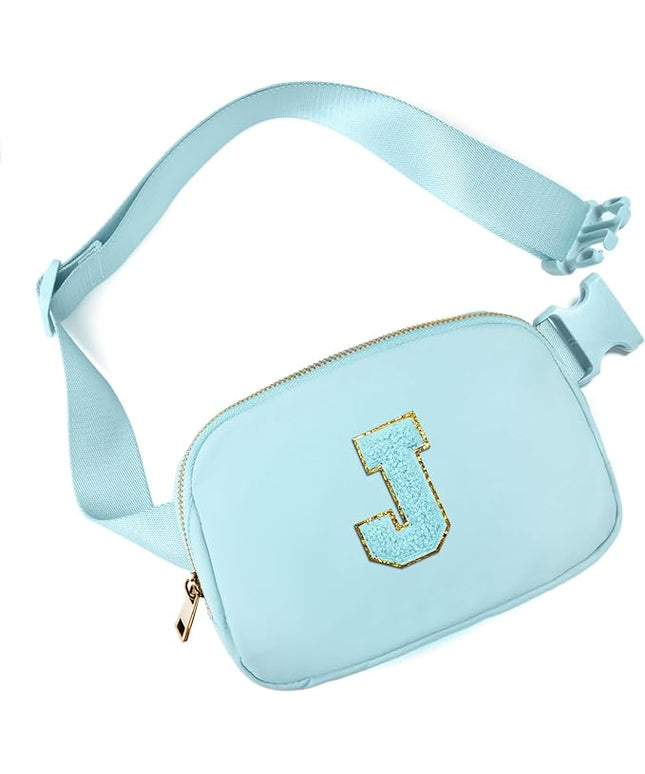 Gitus Gifts for 8 9 10 11 12 Year Old Girls Belt Bag Fanny Pack Crossbody Bags with Initial Letter Patch Cute Stuff Birthday Gifts for Teen Girls Women Personalized Trend Stuff (Icing Blue-J)